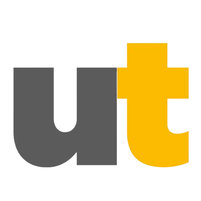 Logotipo da Usitools com as letras 'u' cinza e 't' amarela